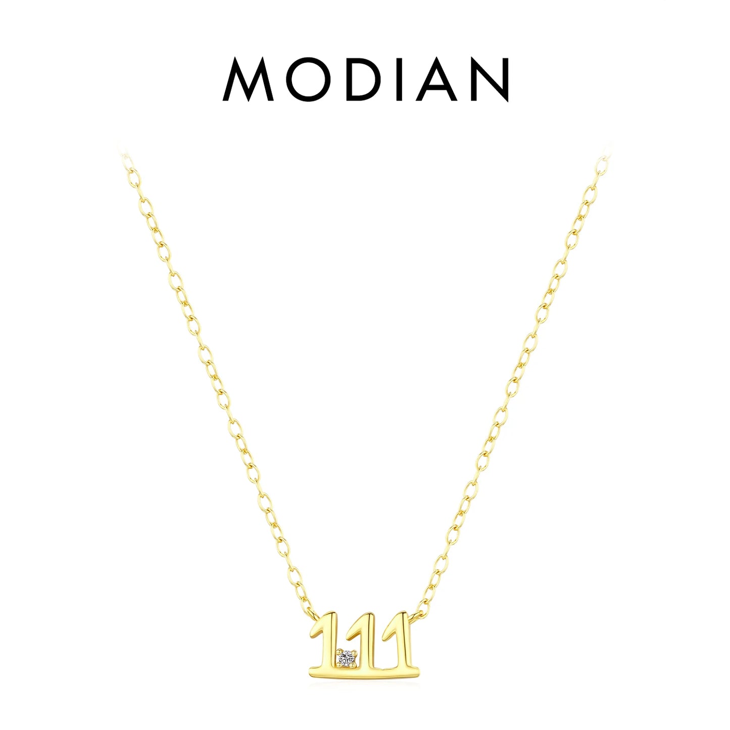 Collares de moda MODIAN de plata de ley 925 con dígitos simples apilables, color dorado, ajustables, exquisitos colgantes para mujer, joyería