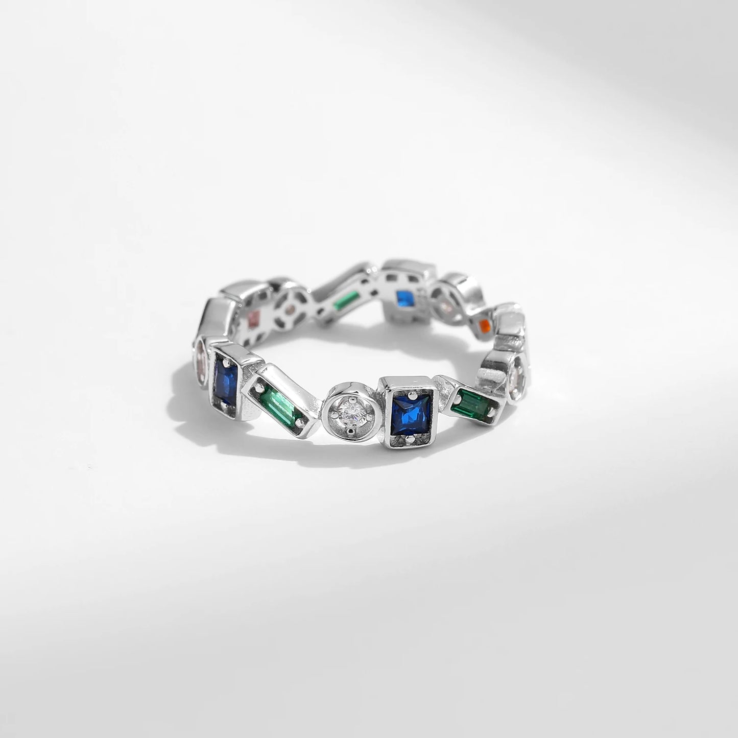 Anillo de dedo apilable de diseño irregular de plata esterlina 925 de MODIAN, anillos de fiesta de circonitas coloridas de moda para mujer, regalo de joyería