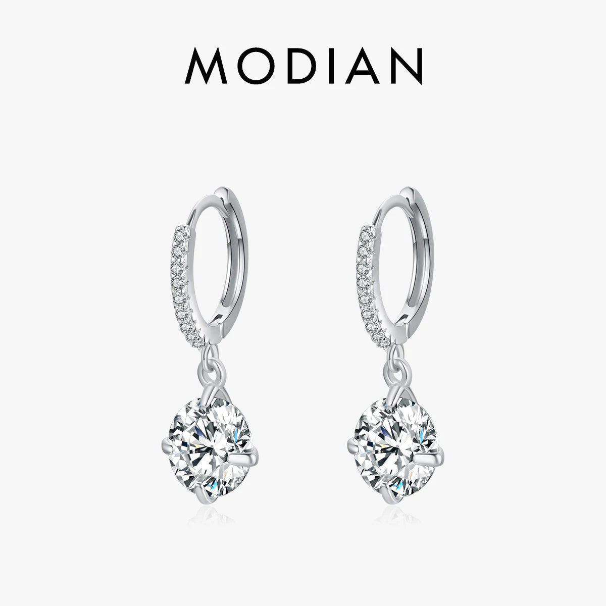 Pendientes de aro MODIAN clásicos, brillantes, redondos, de 4 quilates, de plata de ley 925, sencillos y colgantes para mujer, joyería fina para boda, regalo