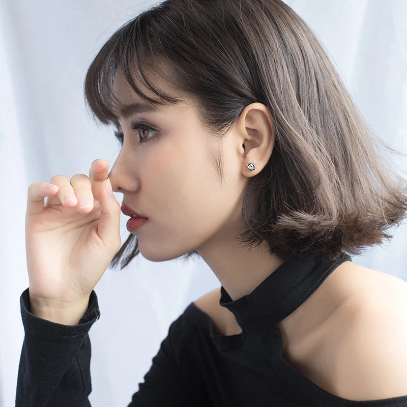 Pendientes Modian con forma hexagonal y circonita cúbica transparente para mujer, 100 % plata de ley 925 auténtica, estilo minimalista, joyería antialérgica.