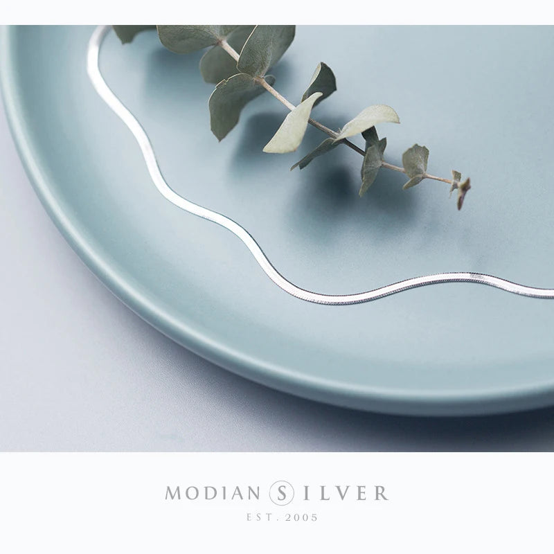 Collares de serpiente sencillos de Modian, gran oferta, de moda, clásicos, para niñas, de plata de ley 925, gargantilla, cadena para mujeres, joyería fina de plata, regalo.