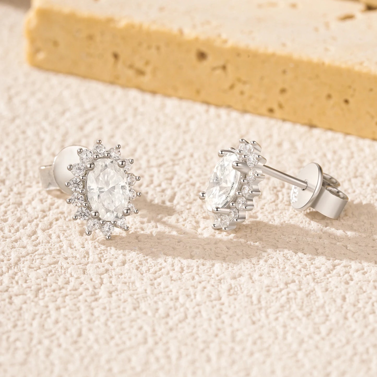 Pendientes MODIAN D Color Claridad VVS1 Moissanite Halo Plata de Ley 925 Pendientes Clásicos para Mujer Joyería de Novia de Lujo
