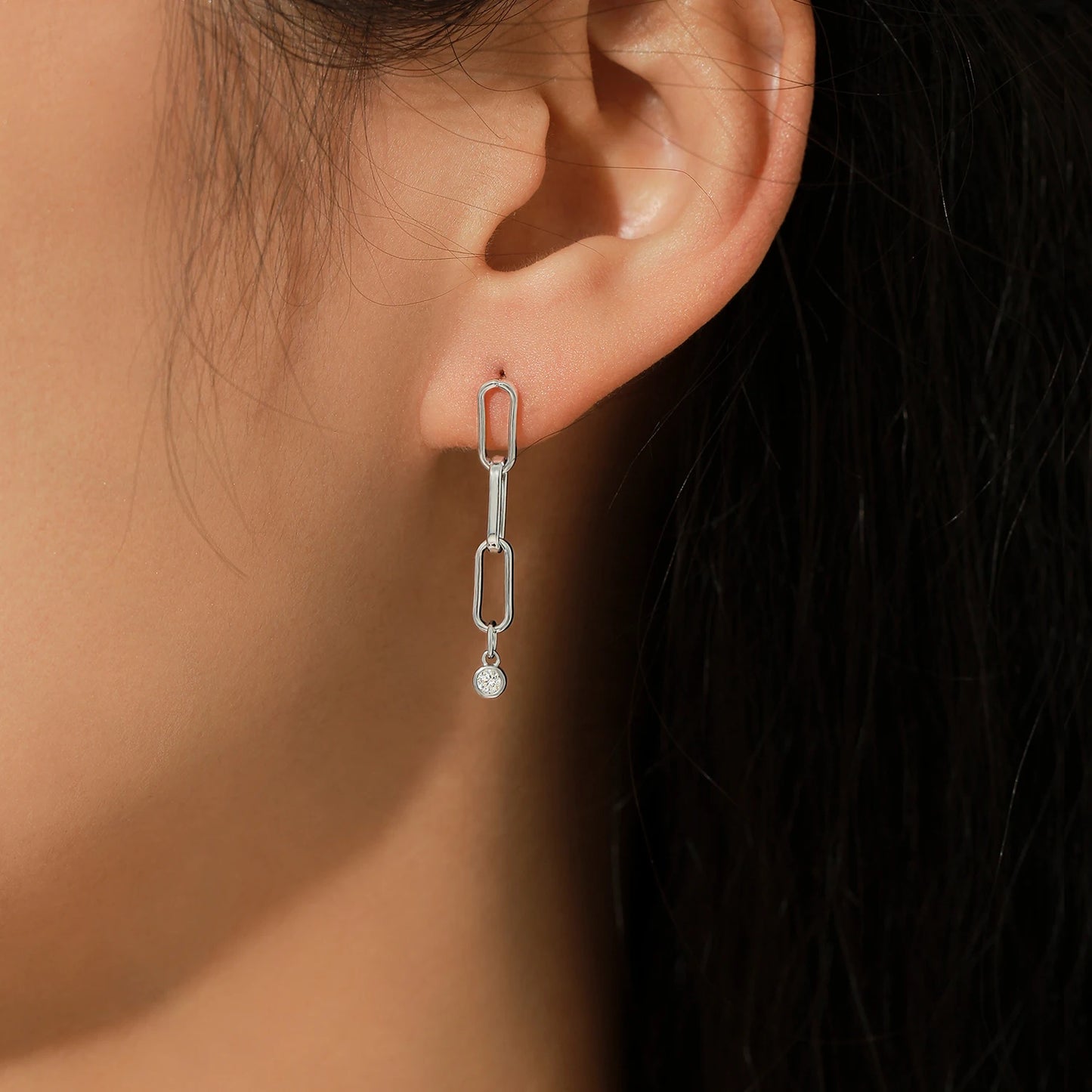 Pendientes MODIAN VVS1 de moissanita de color D con claridad, plata de ley 925, cadena de eslabones a la moda, joyería fina para mujer.