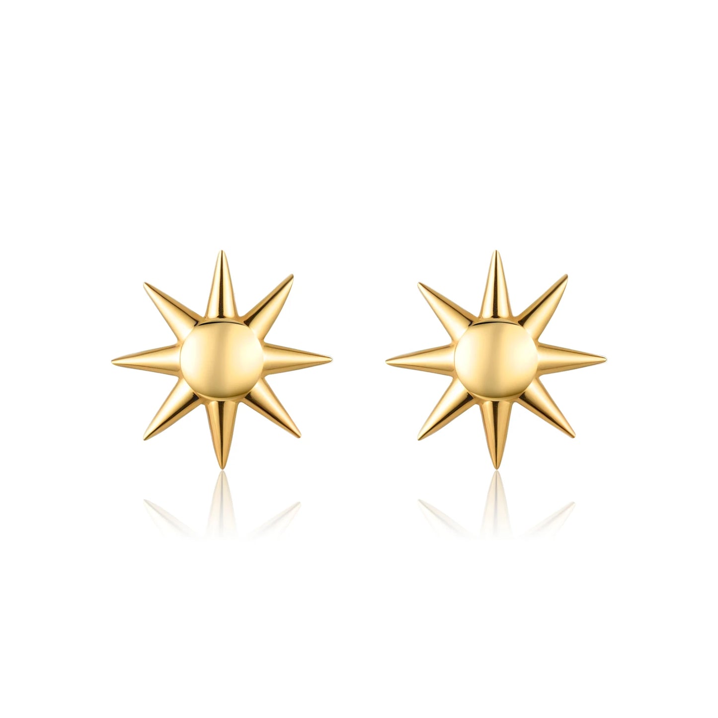 Pendientes MODIAN de plata de ley 925 con diseño de sol, color dorado, unisex, para hombre y mujer, joyería fina