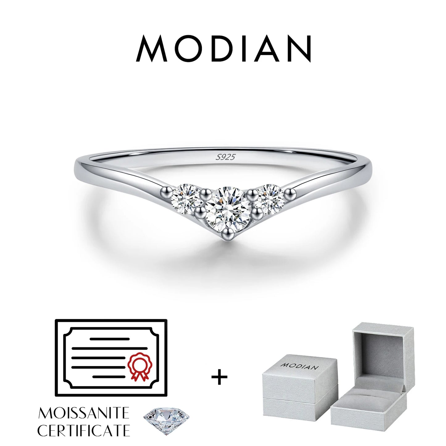 Anillo de moissanita MODIAN Simple Eternity de plata de ley 925, brillante, sencillo y fino, para mujer, joyería fina, regalo