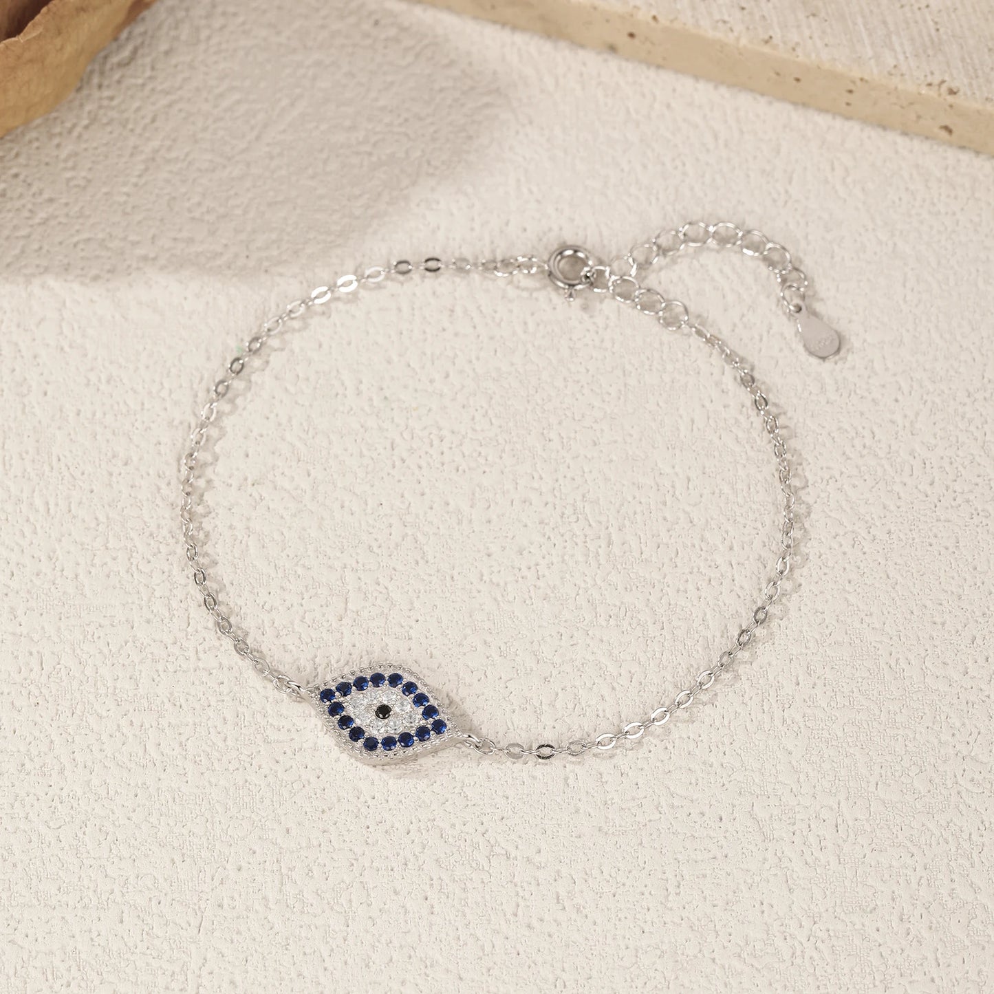 Pulsera MODIAN de plata de ley 925 con circonitas azules y transparentes vintage, apilable, para vacaciones, para mujer