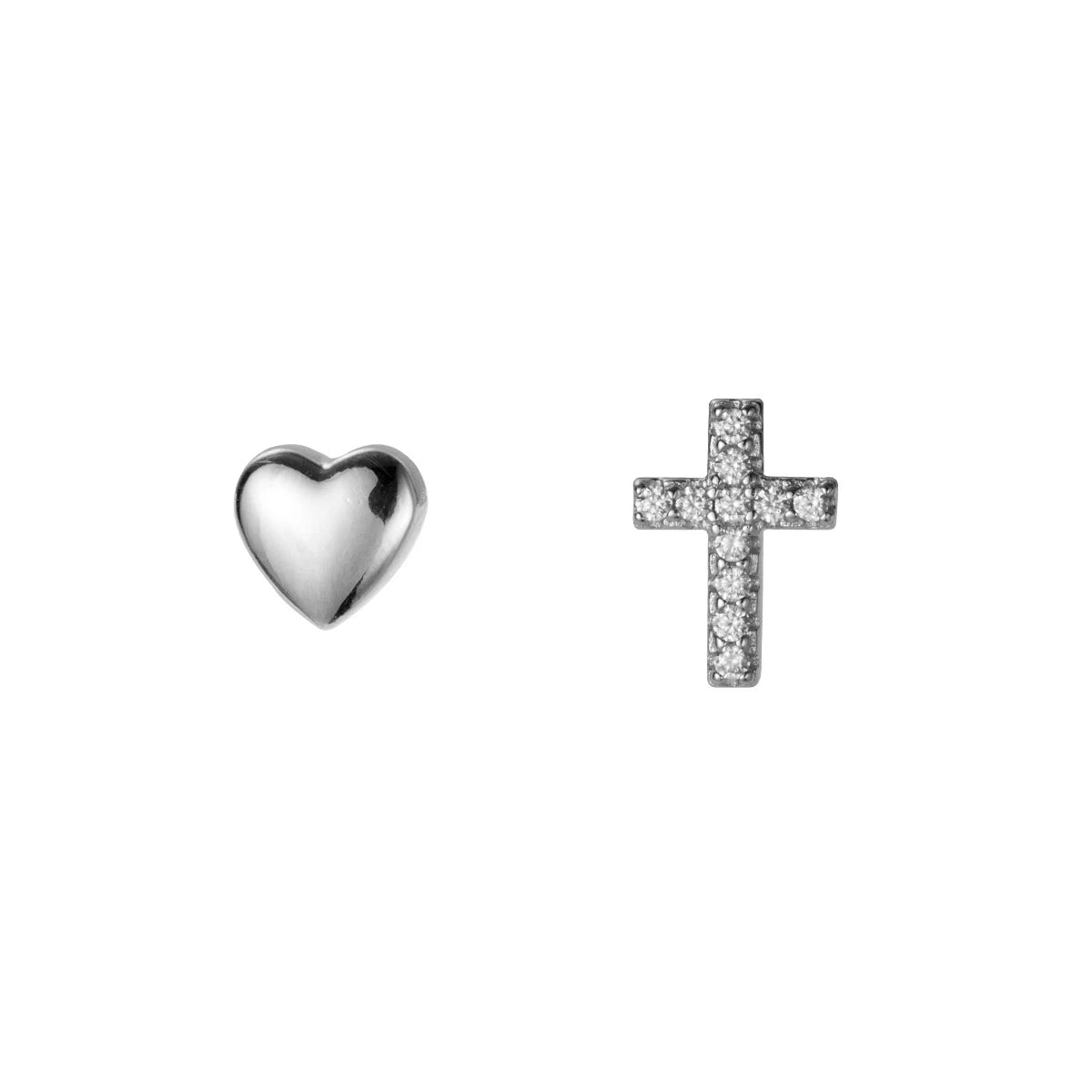 Pendientes pequeños con forma de cruz de Modian, circonita cúbica transparente, con forma de corazón, de amor y fe, de moda para mujer, brillantes, de plata de ley 925, joyería fina con dijes