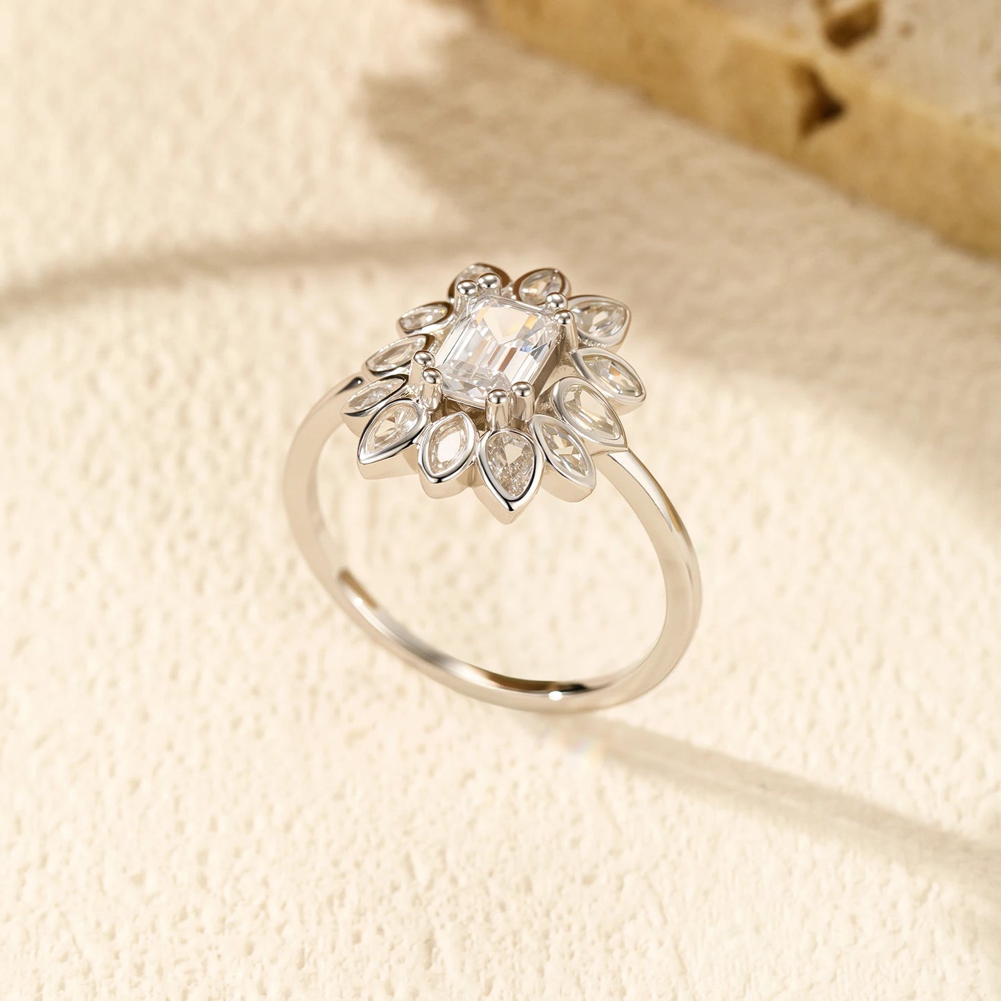 Anillo de cóctel de lujo MODIAN de plata de ley 925 con flores y circonitas brillantes para mujer, joyería fina para boda y compromiso.