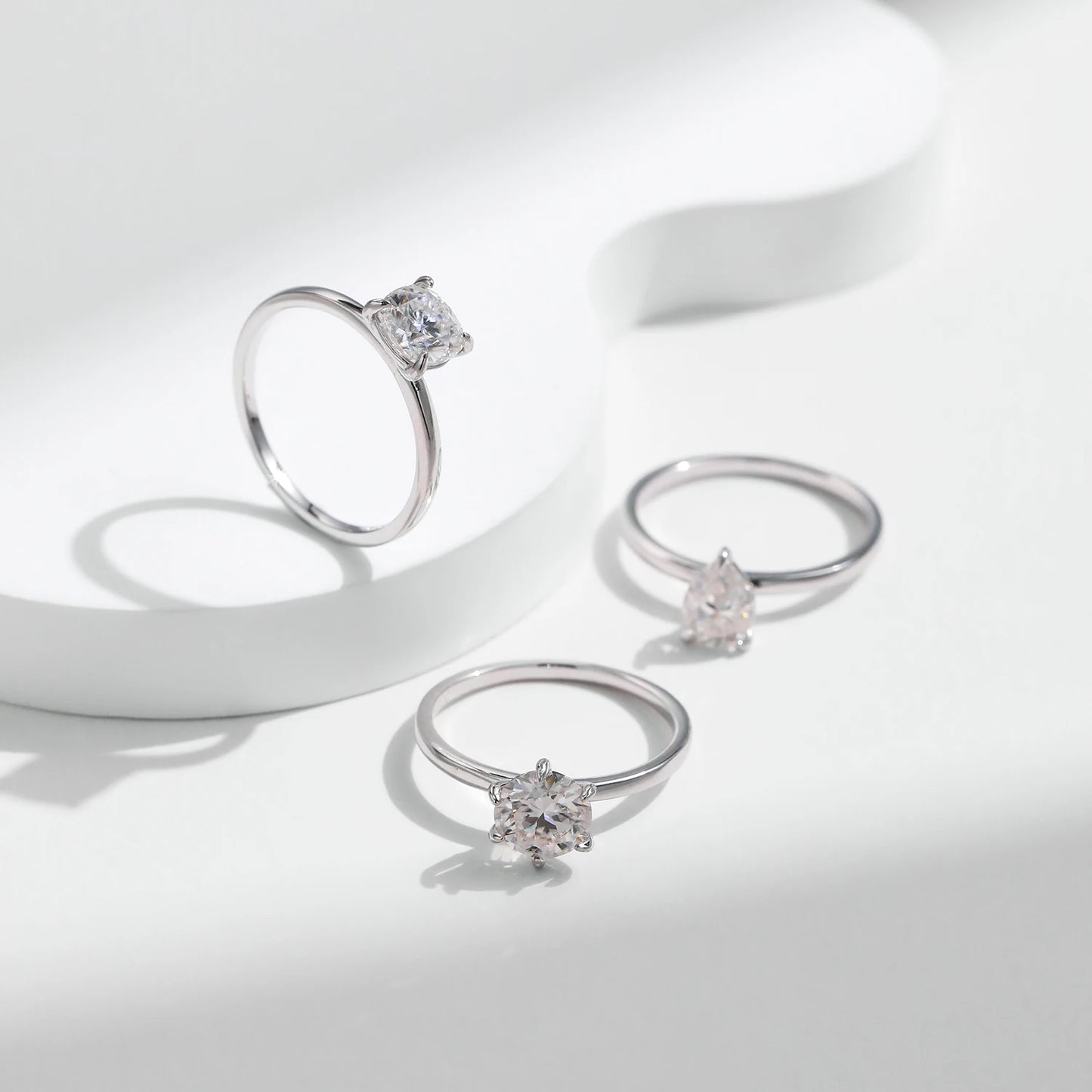 Anillo de moissanita redondo y cuadrado de MODIAN con forma de pera en plata de ley 925, anillos de diamantes creados en laboratorio para mujer, joyería fina.