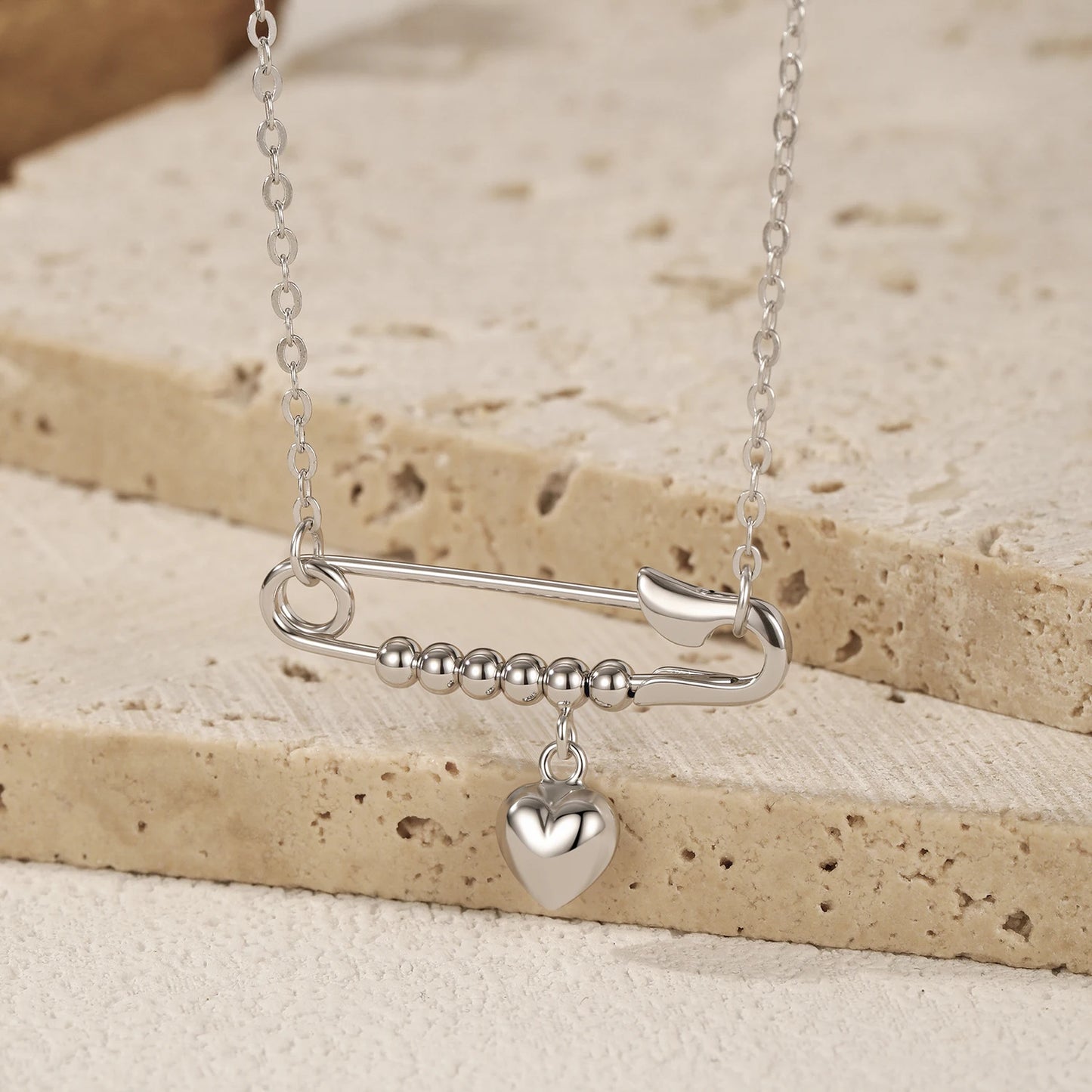 MODIAN 925 Sterling Silver Trendy Mirror Heart Swings Necklace High-end Paper Clip Pendant Necklaces For Women Fine Jewelry