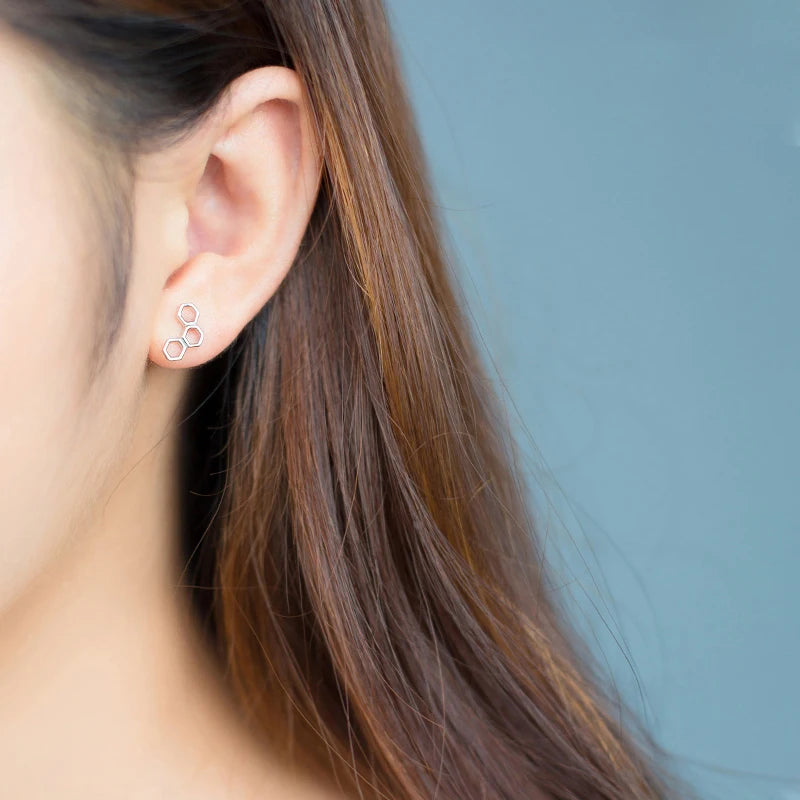 Pendientes Modian para mujer, plata de ley 925 auténtica, diseño de panal, pendientes de botón, pasador de orejas de moda, joyería de moda, NUEVOS