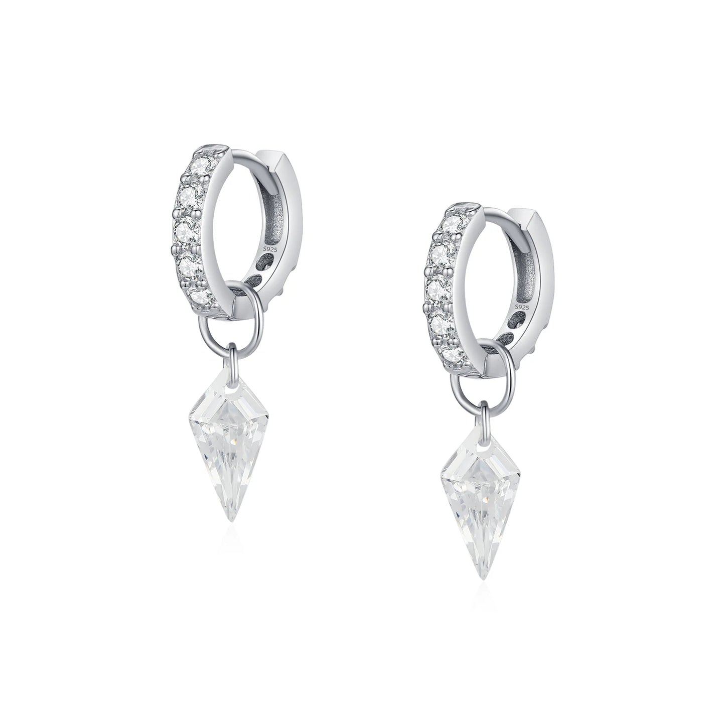 Pendientes de aro MODIAN de plata de ley 925 con circonitas cúbicas brillantes y rómbicas para mujer, chapados en platino, joyería fina hipoalergénica de moda.