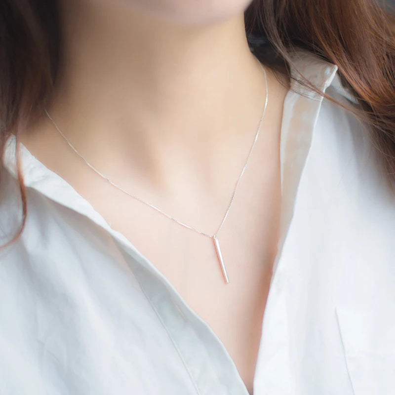 Collar con colgante geométrico minimalista de plata de ley 925 de Modian para mujer, cadena con caja de regalo, joyería fina de estilo coreano