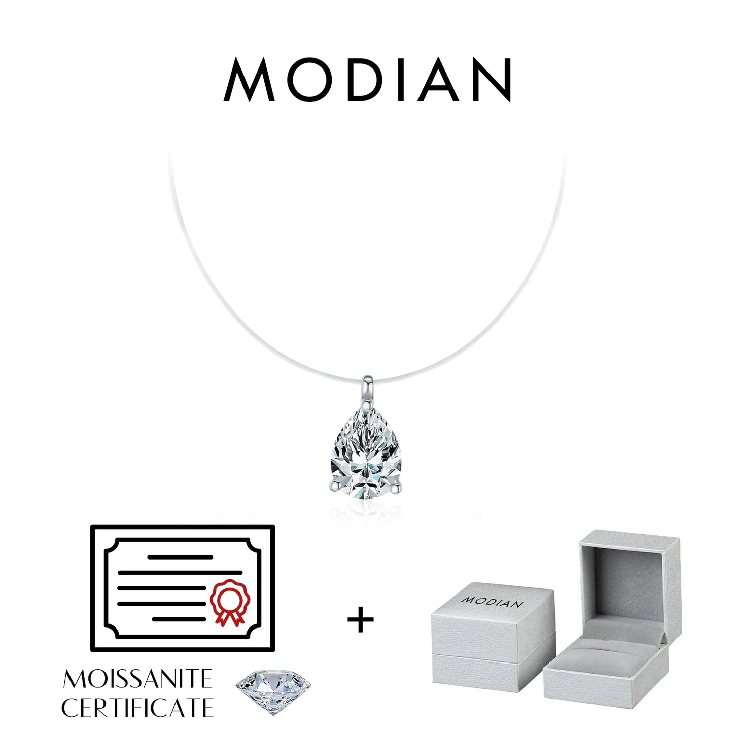MODIAN 3 Styles Moissanite Necklace 925 Sterling Silver Simple Geometric Fishing Line Choker Necklaces For Women Fine Jewelry