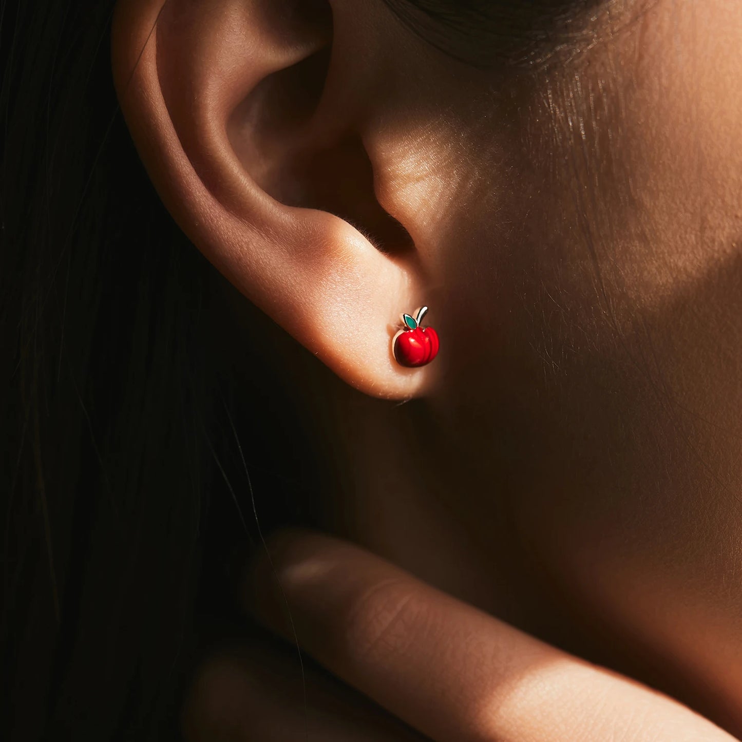 MODIAN 925 Sterling Silver Exquisite Cute Red Enamel Apple Small Stud Earrings For Women Party Fine Jewelry Christmas Gifts