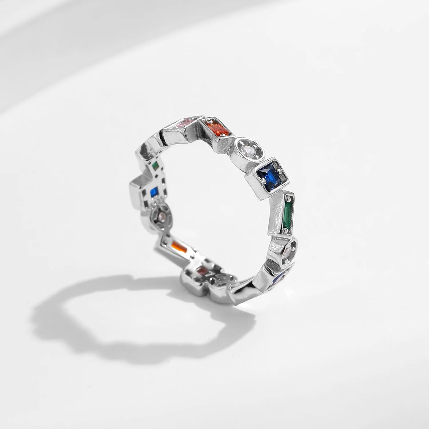Anillo de dedo apilable de diseño irregular de plata esterlina 925 de MODIAN, anillos de fiesta de circonitas coloridas de moda para mujer, regalo de joyería