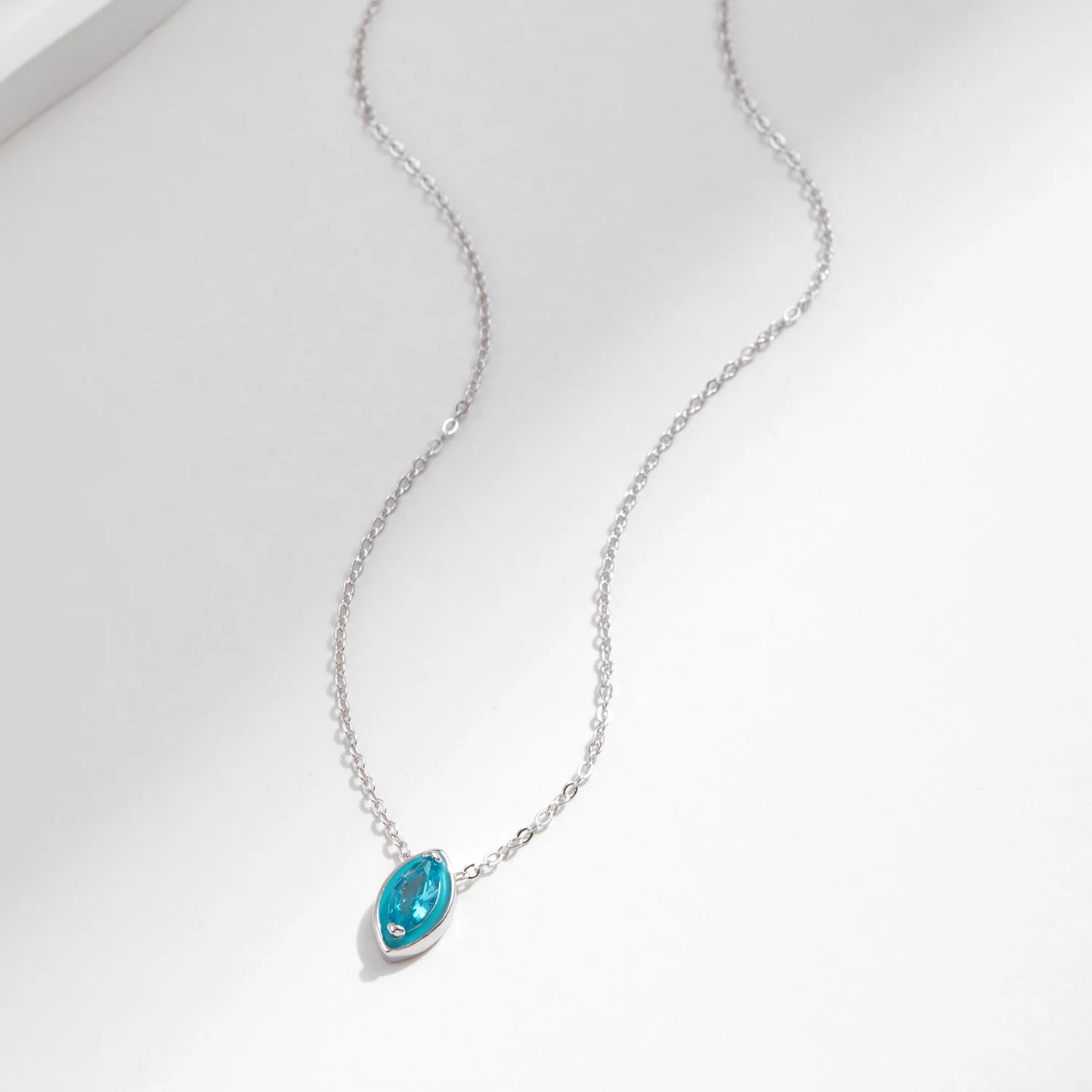 Collar con colgante de esmalte verde menta de plata esterlina 925 de MODIAN, cadena de eslabones de circonita con forma de ojo para mujer, joyería fina, regalos