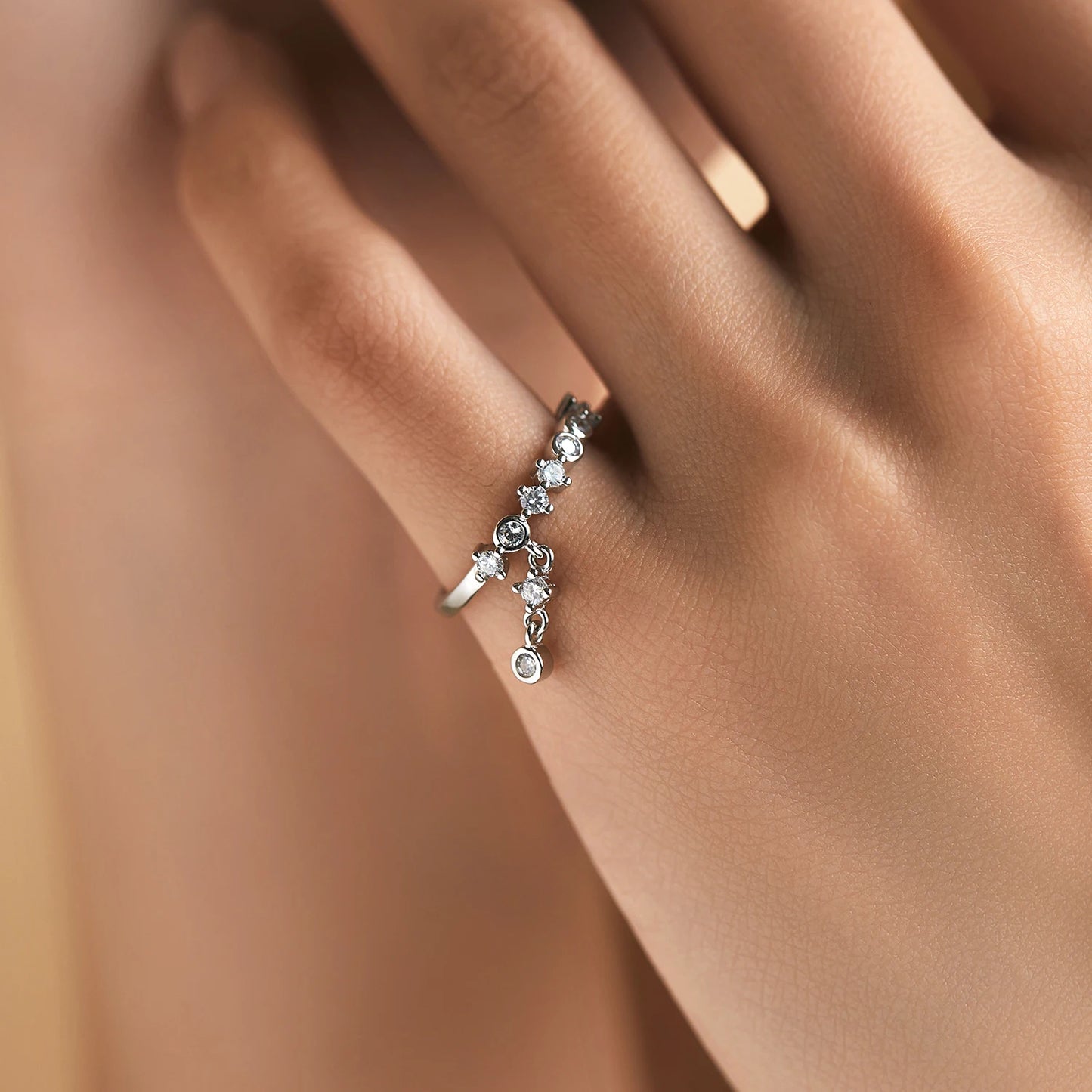 Anillos de dedo MODIAN de plata de ley 925 con circonitas redondas brillantes de alta moda para mujer, joyería fina para fiestas.