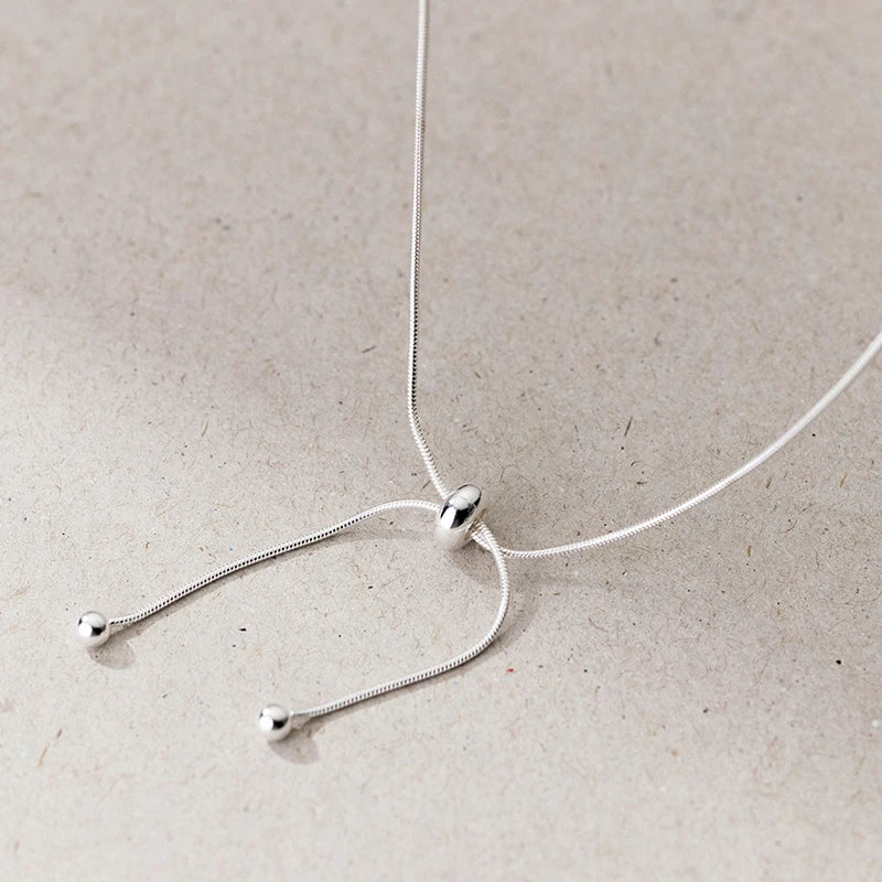 Collar ajustable con cuentas de plata de ley 925 de Modian, cadena básica de eslabones, joyería fina de moda sencilla para mujer, regalo de San Valentín.