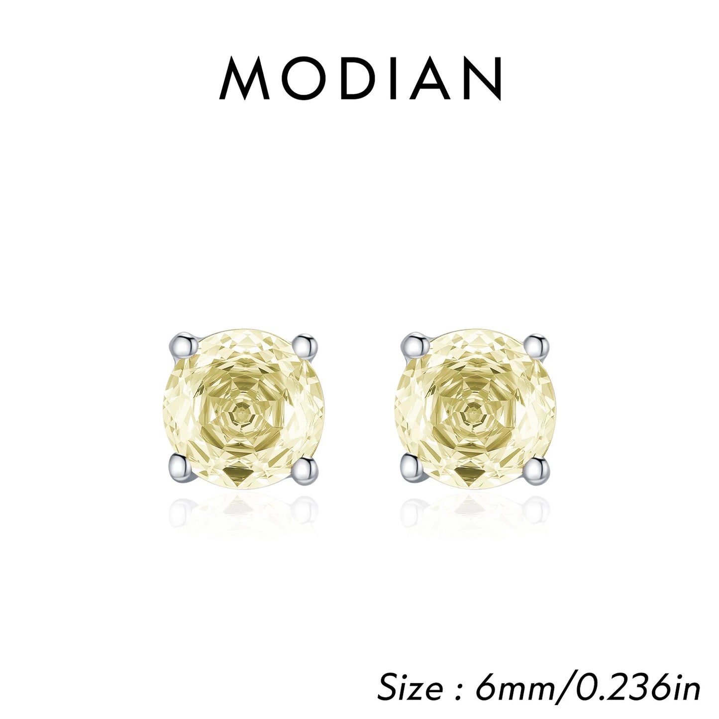 MODIAN Multicolor 925 Sterling Silver Rose Cut Round Zirconia Earrings Paraiba Color Fashion Stud Earrings For Women Jewelry