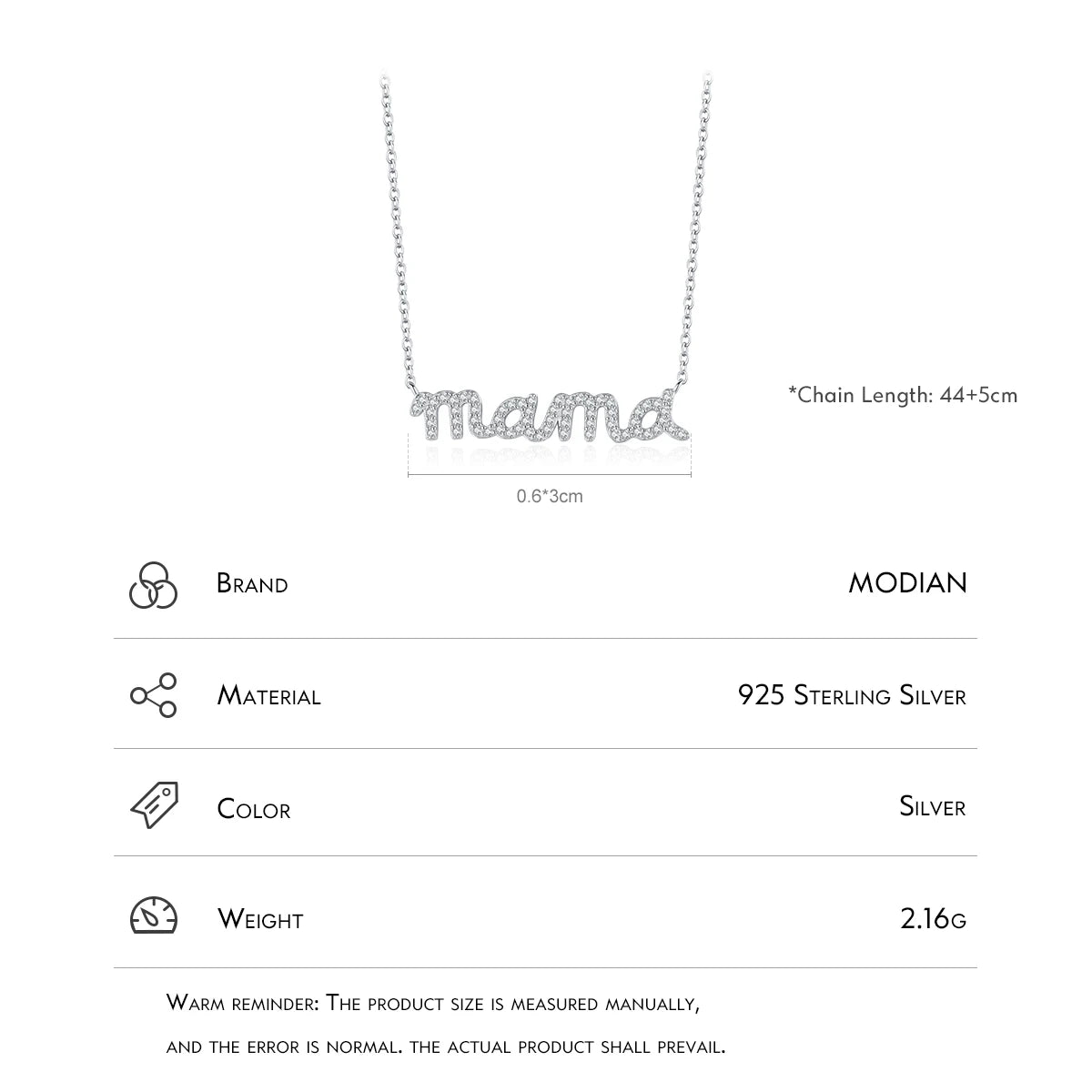 Collar MODIAN de plata de ley 925 con colgante de circonita cúbica brillante y engaste pavé, cadena de eslabones de color dorado a la moda para mujer, joyería fina, regalos.