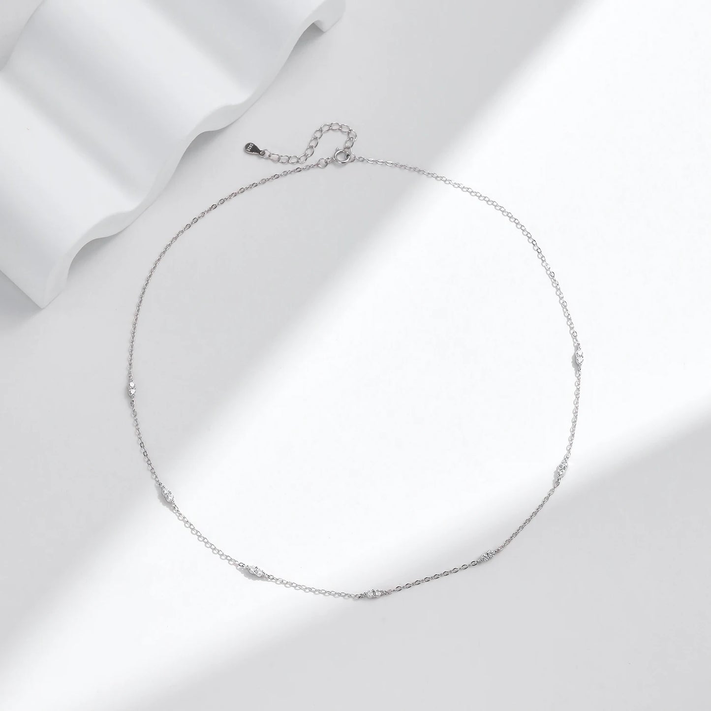 Gargantilla MODIAN de plata de ley 925 con circonitas cúbicas, chapada en oro blanco, joyería para mujer