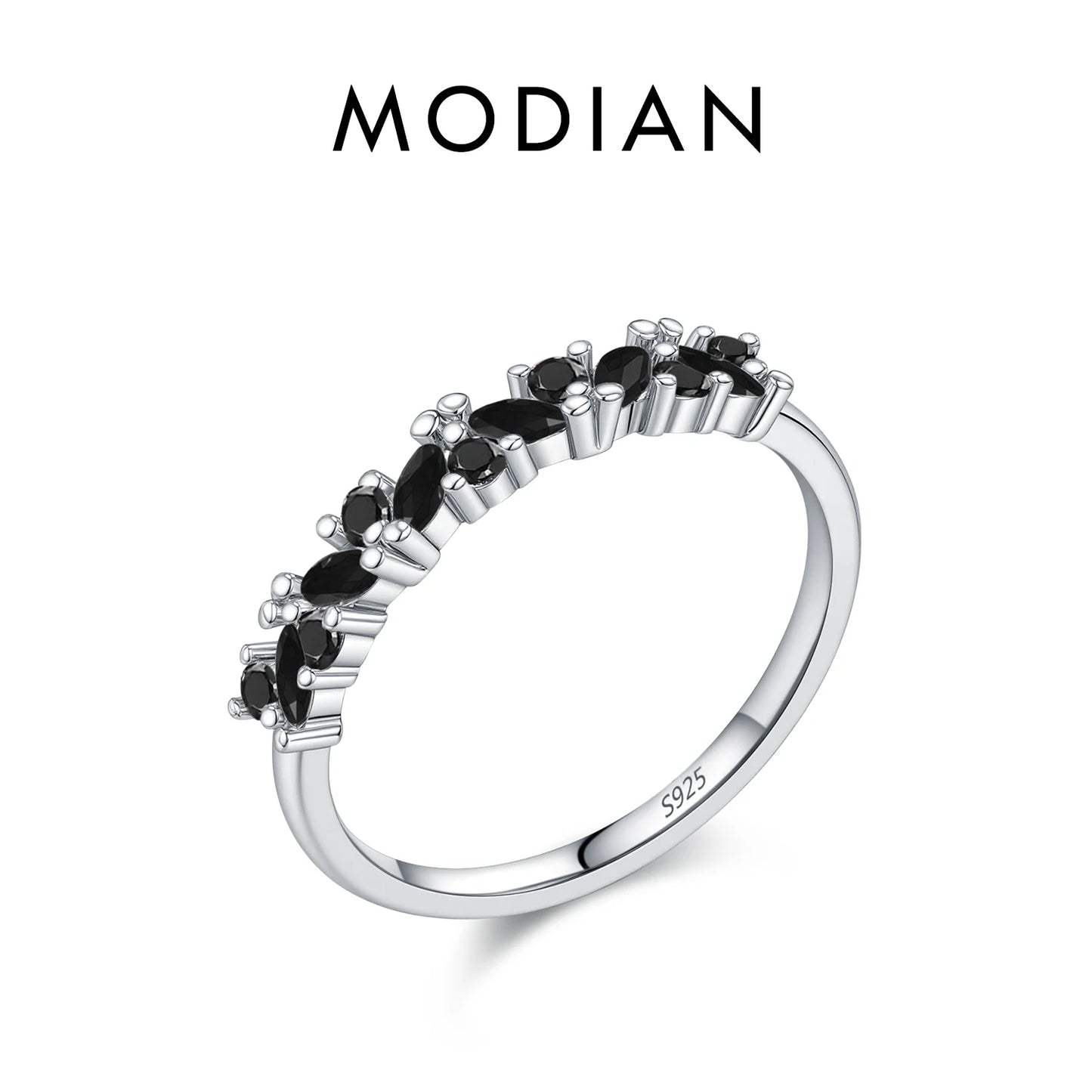MODIAN 925 Sterling Silver Sparkling Geometric Colorful Cubic Zirconia Simple Finger Rings For Women Party Fine Jewelry