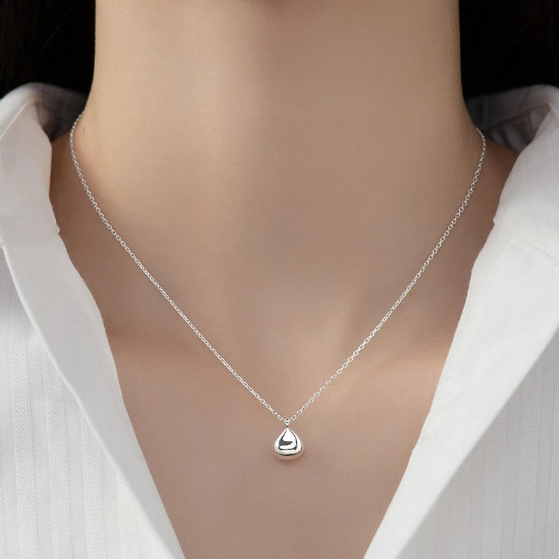 Collar con colgante de cuentas lisas de la suerte de plata de ley 925 de Modian, cadena de color dorado a la moda para mujer, joyería fina para fiestas, regalo