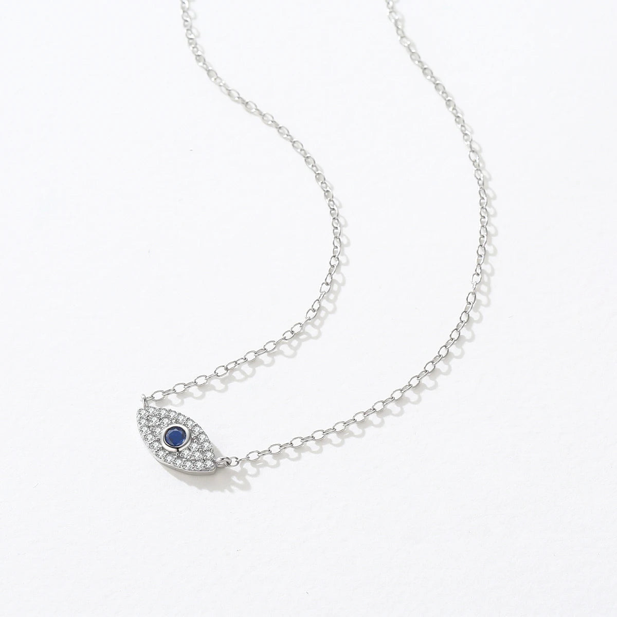 MODIAN 925 Sterling Silver Mysterious Blue Eyes Pendant Necklace Clavicle Chain Link For Women Party Fine Jewelry Birthday Gift