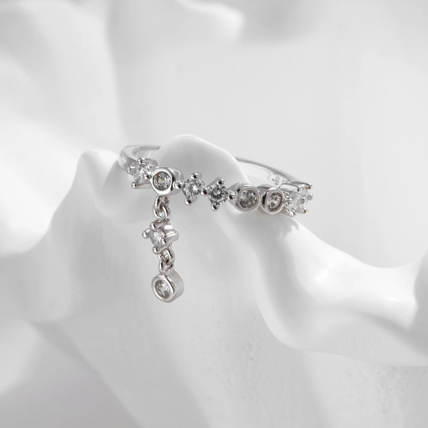 Anillos de dedo MODIAN de plata de ley 925 con circonitas redondas brillantes de alta moda para mujer, joyería fina para fiestas.