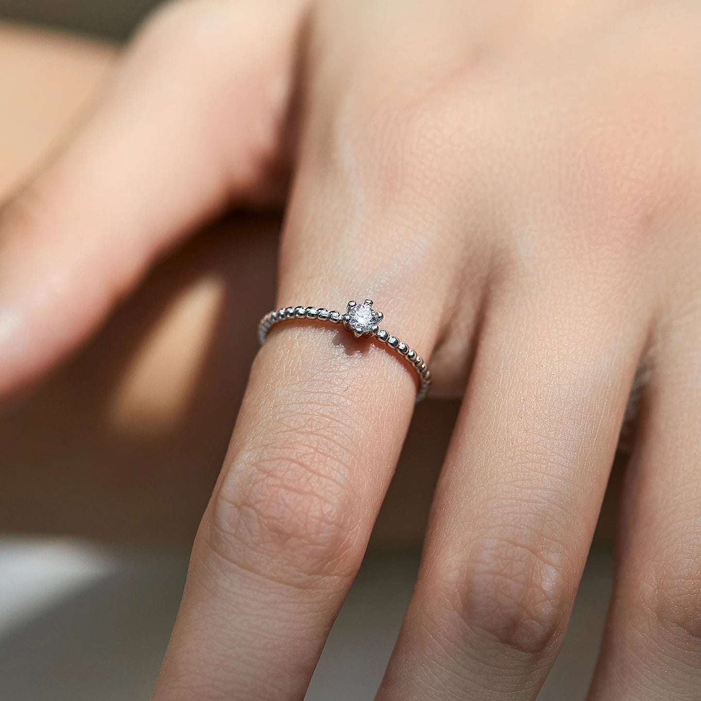 Anillos de moissanita redonda de color D de MODIAN con diamantes de laboratorio, plata de ley 925, cuentas clásicas simples, apilables, para mujer, joyería
