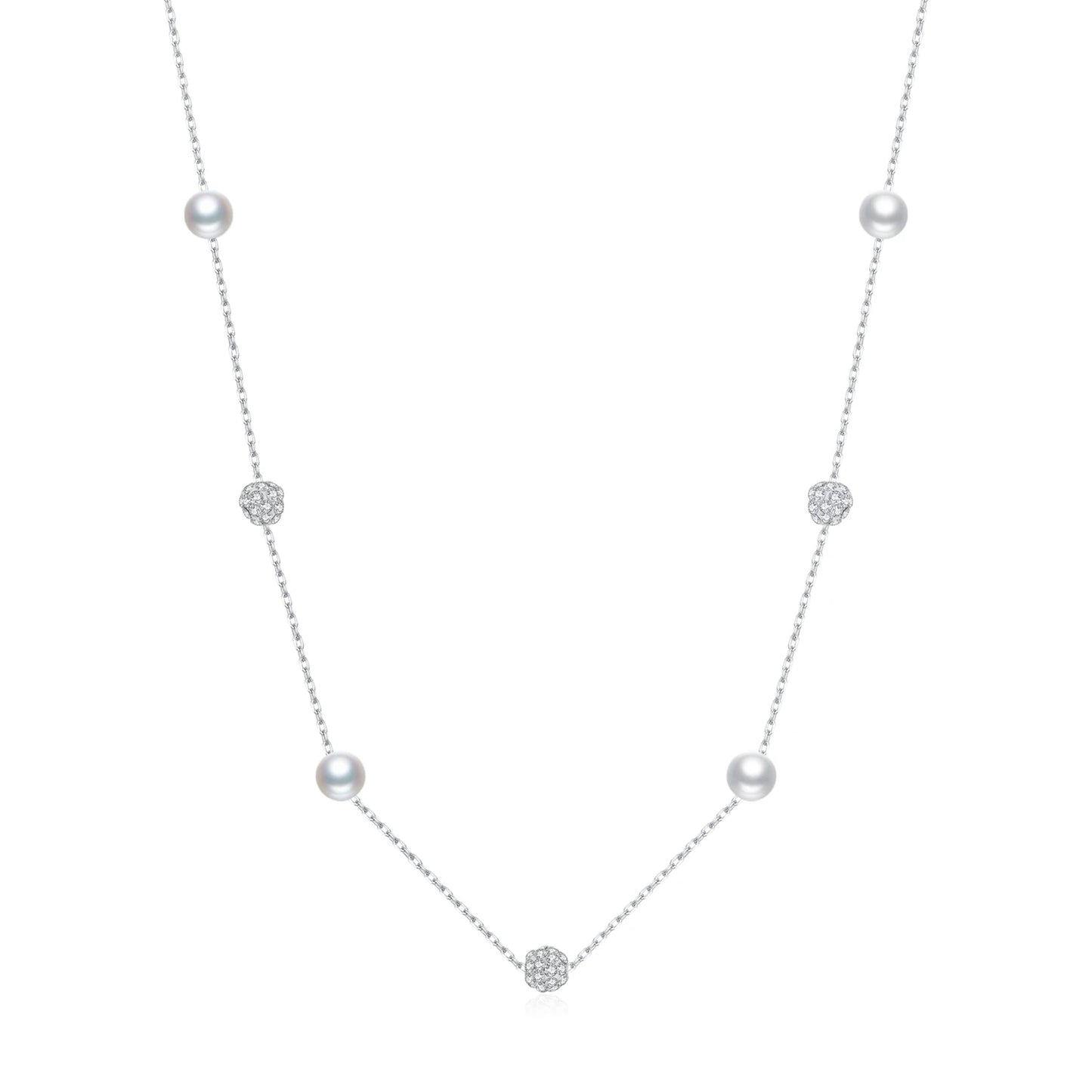 Collar con colgante de cadena de perlas y cuentas de circonita de plata esterlina 925 de MODIAN para mujer, joyería fina, regalo de San Valentín.