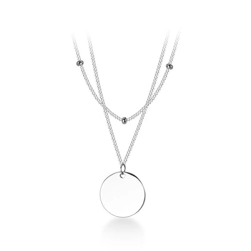 Collar con colgante de bola pequeña de lentejuelas minimalistas de Modian para mujer, regalo de plata de ley 925, collar de cadena doble, joyería fina
