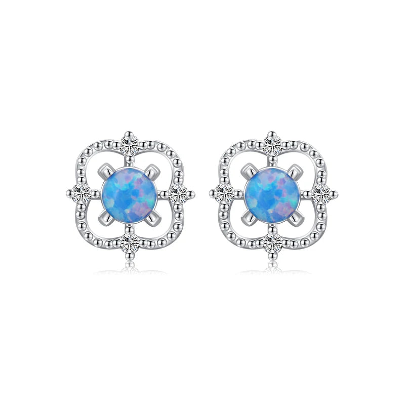 Pendientes MODIAN de plata de ley 925 auténtica con forma de gota hueca para mujer, modernos pendientes de ópalo azul, joyería fina para San Valentín.