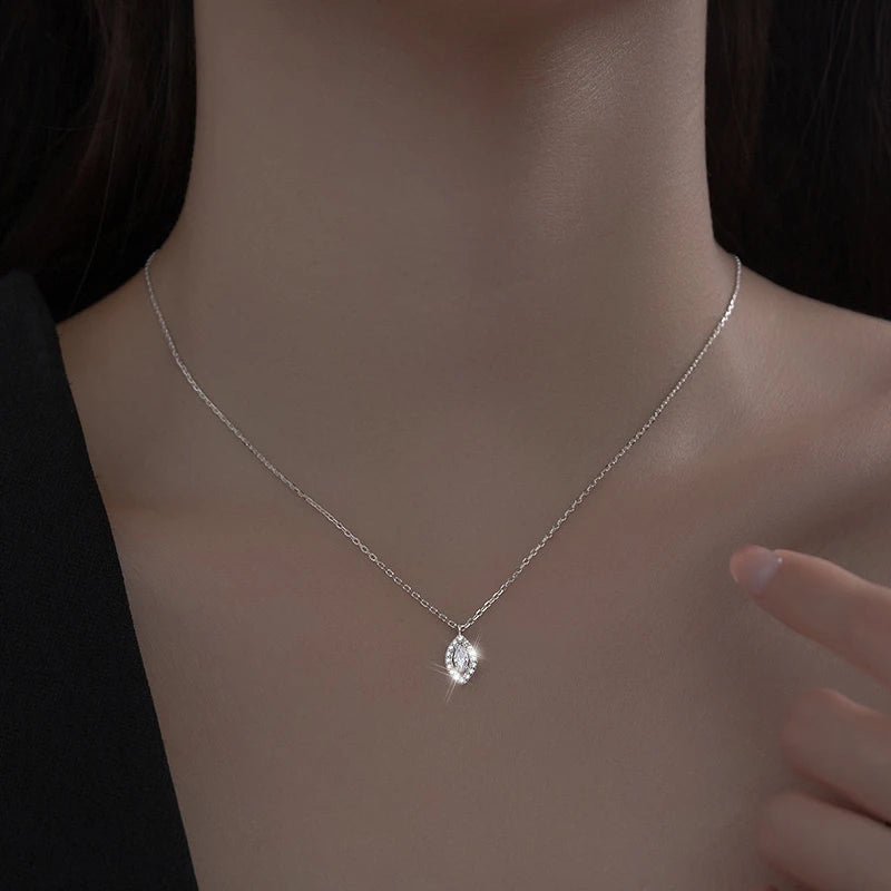 Collar de ojos exquisitos de MODIAN, nueva moda, auténtica plata de ley 925, cadena de eslabones de circonita cúbica transparente brillante, regalo para mujer, joyería fina