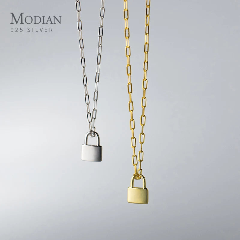 Collar Modian Fashion de plata de ley 925 con cadena de eslabones y colgante con forma de llave para mujer, ideal como regalo de boda o fiesta.