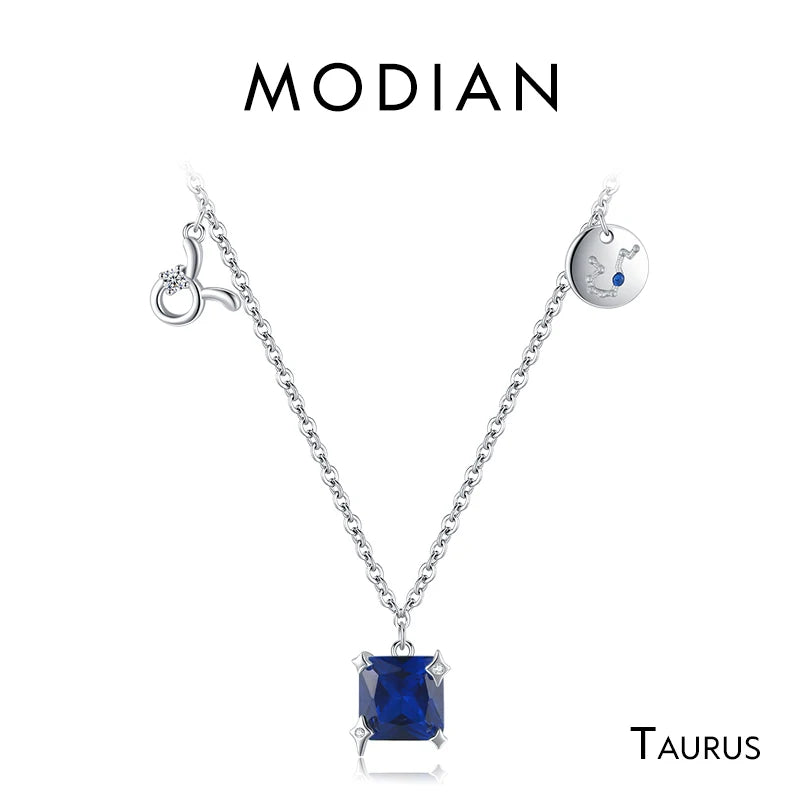 Collar con colgante Modian de plata de ley 925 con circonita arcoíris y piedra de nacimiento de Escorpio, símbolo del signo del zodiaco, para mujer, joyería fina.