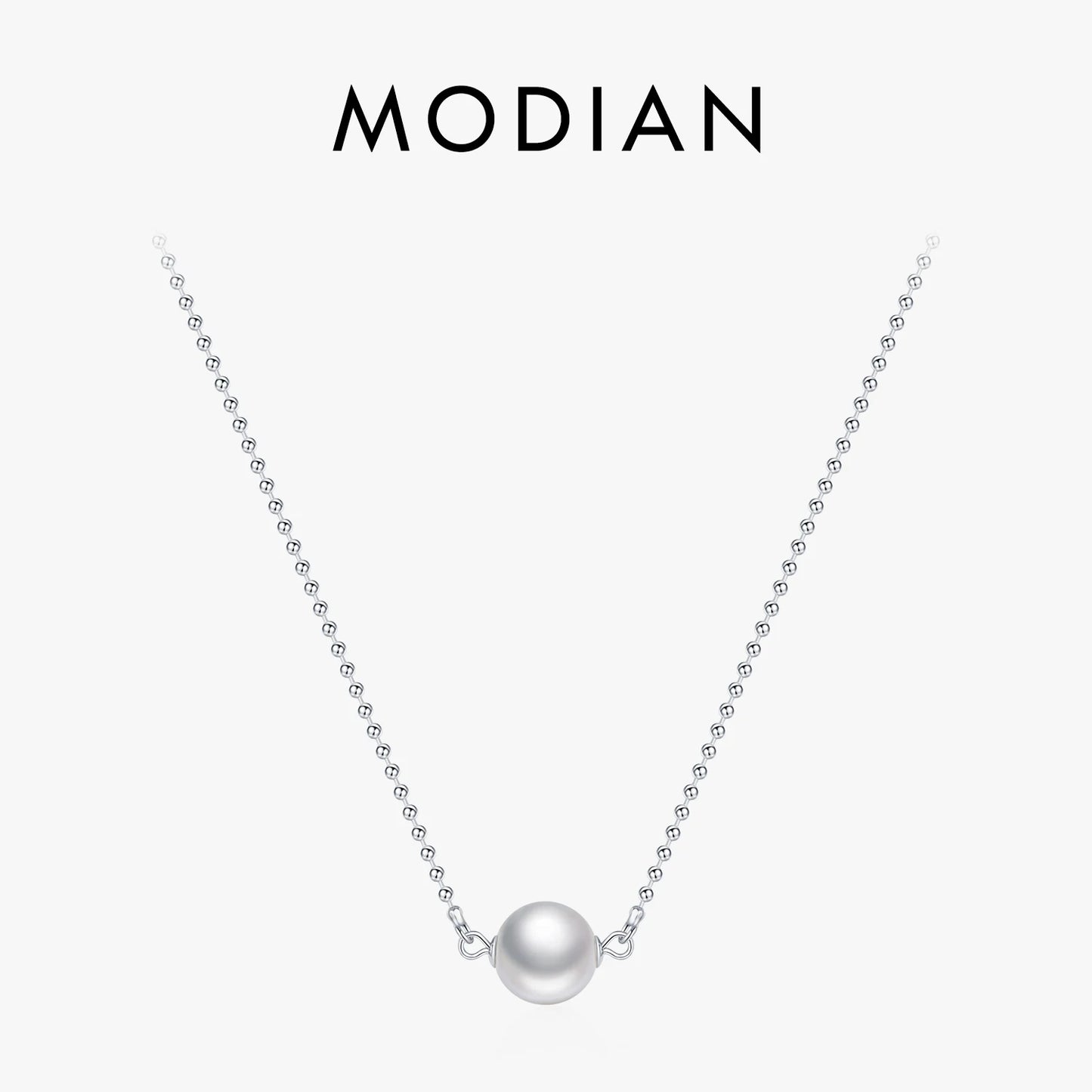 Collar elegante de perlas de cristal MODIAN de plata de ley 925, collares con colgantes de cuentas de moda, joyería fina, regalos para mujeres