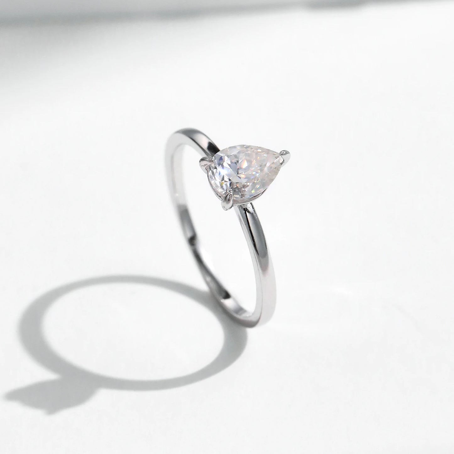 Anillo de moissanita MODIAN de corte pera en color D, plata de ley 925, con forma de gota de agua y diamantes de laboratorio, para mujer, joyería fina para bodas.