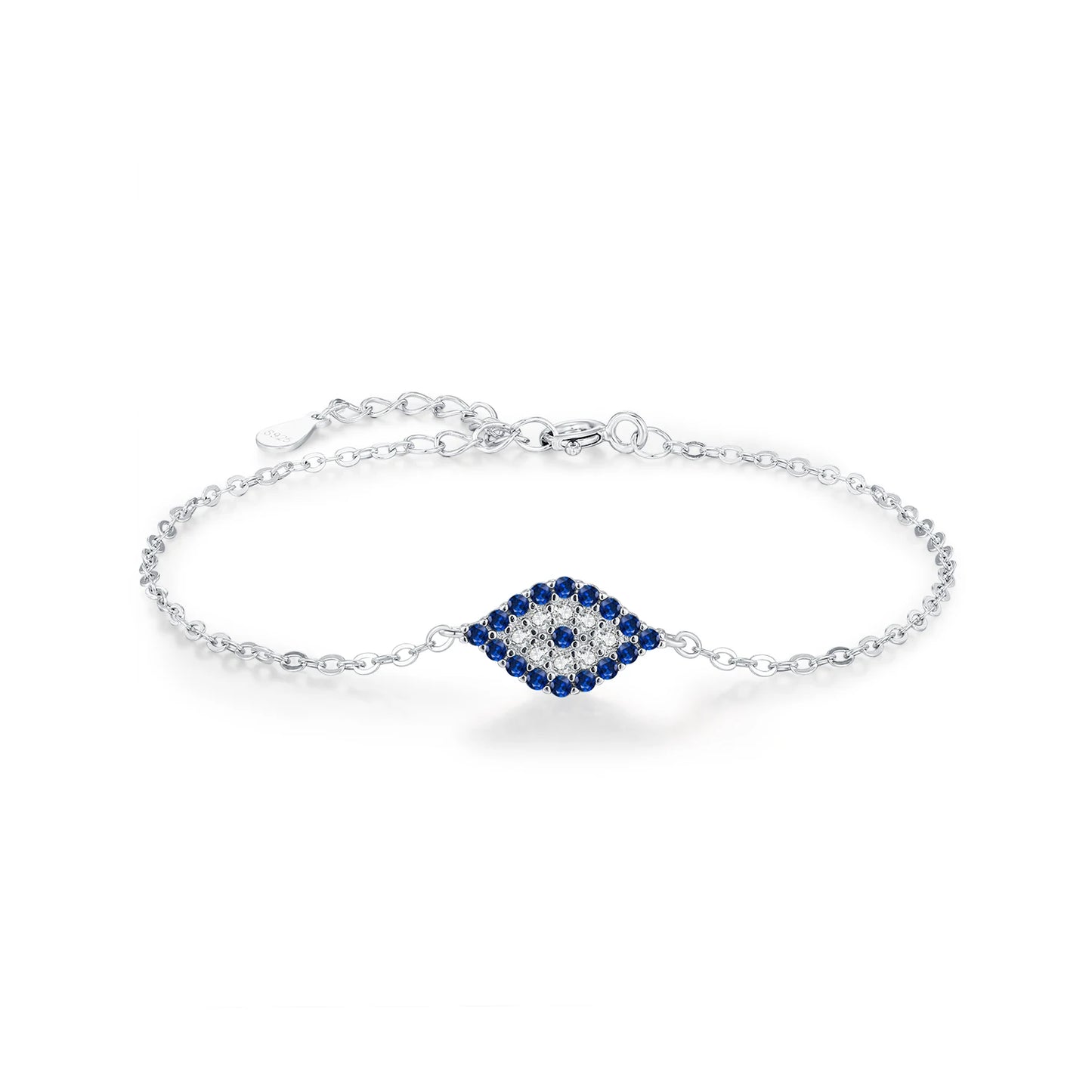 MODIAN 925 Sterling Silver Blue Eyes Zirconia Bracelet Trendy Stackable Daily Link Chain Bracelets For Women Fine Jewelry
