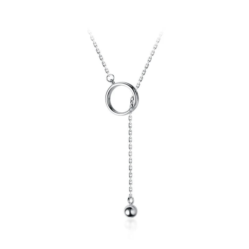 Collar con colgante de cuentas redondas de luz minimalista de plata esterlina 925 pura MODIAN para mujer, collar geométrico en forma de Y, joyería fina