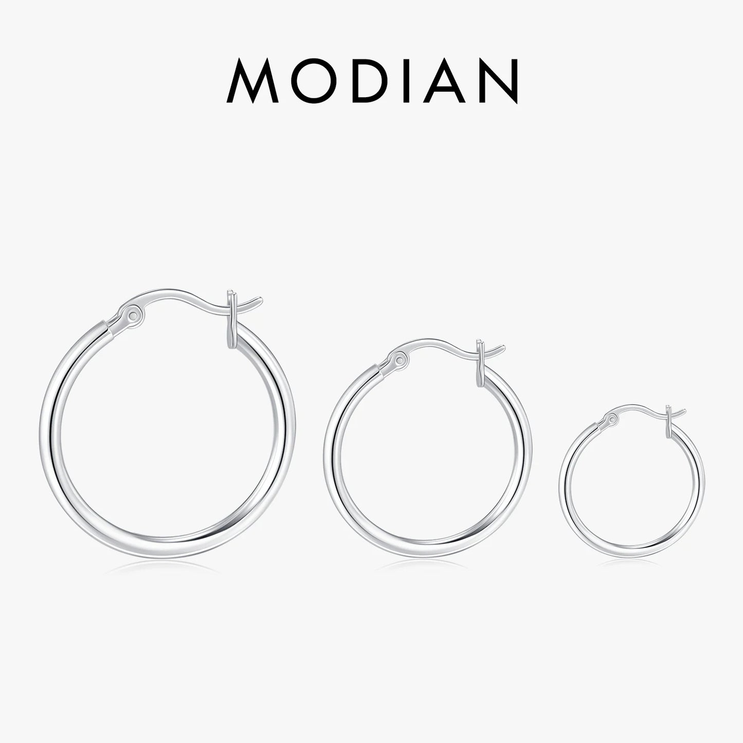 Pendientes de aro franceses clásicos y atrevidos de MODIAN en plata de ley 925, chapados en oro blanco de 18 quilates, joyería fina para mujer.