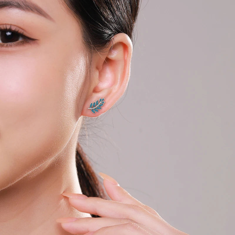 Pendientes MODIAN de plata de ley 925 con forma de hoja vintage, de lujo, con turquesa natural, para mujer, regalo de aniversario, joyería fina.