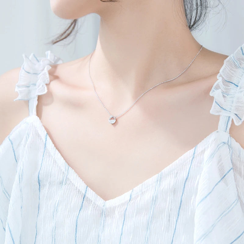 Collar con colgante de circonita transparente irregular redondo de Modian, joyería de plata de ley 925 para mujer, regalo de fiesta
