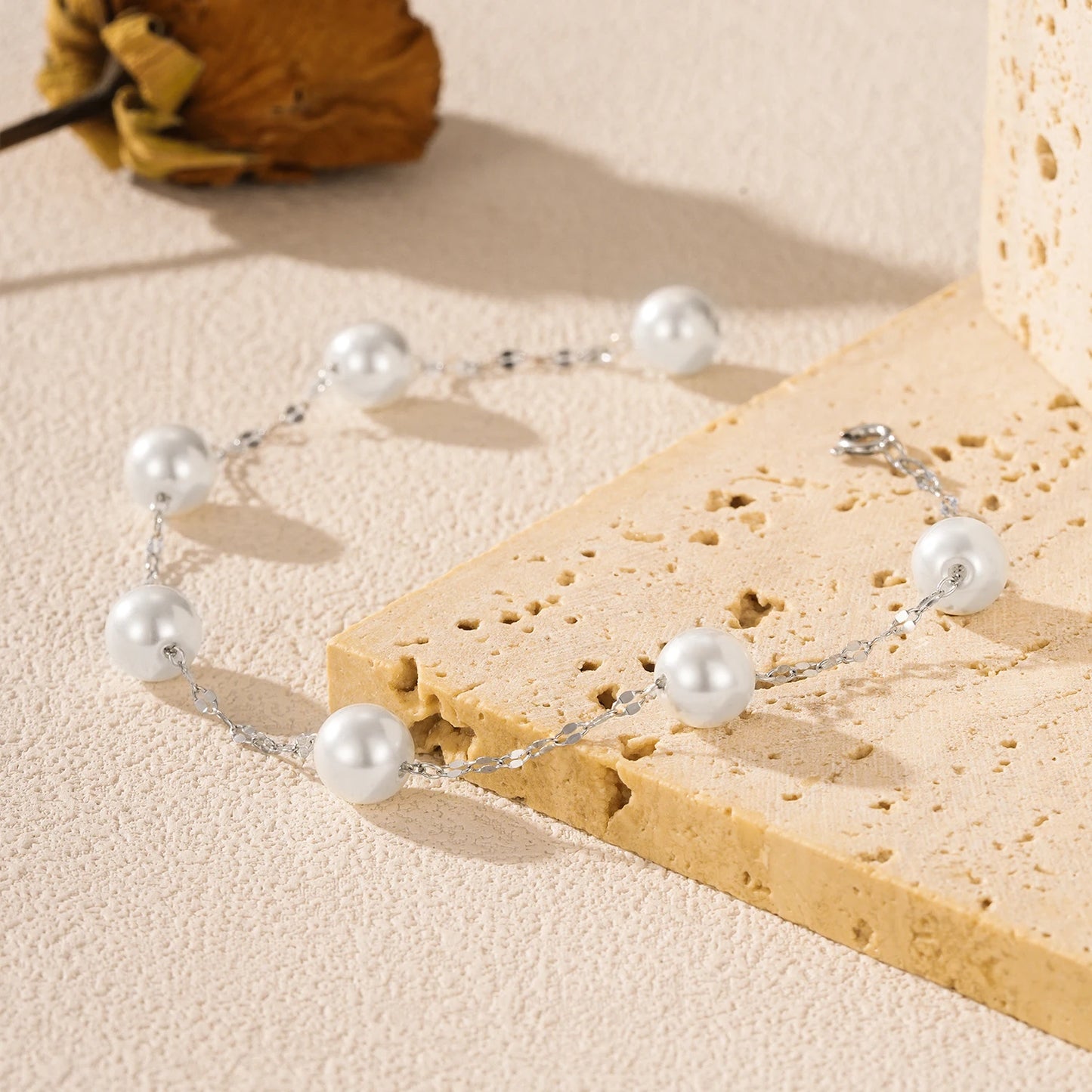 Pulsera MODIAN de plata de ley 925 con perlas de cristal geométricas, elegante y recatada, para mujer, joyería fina