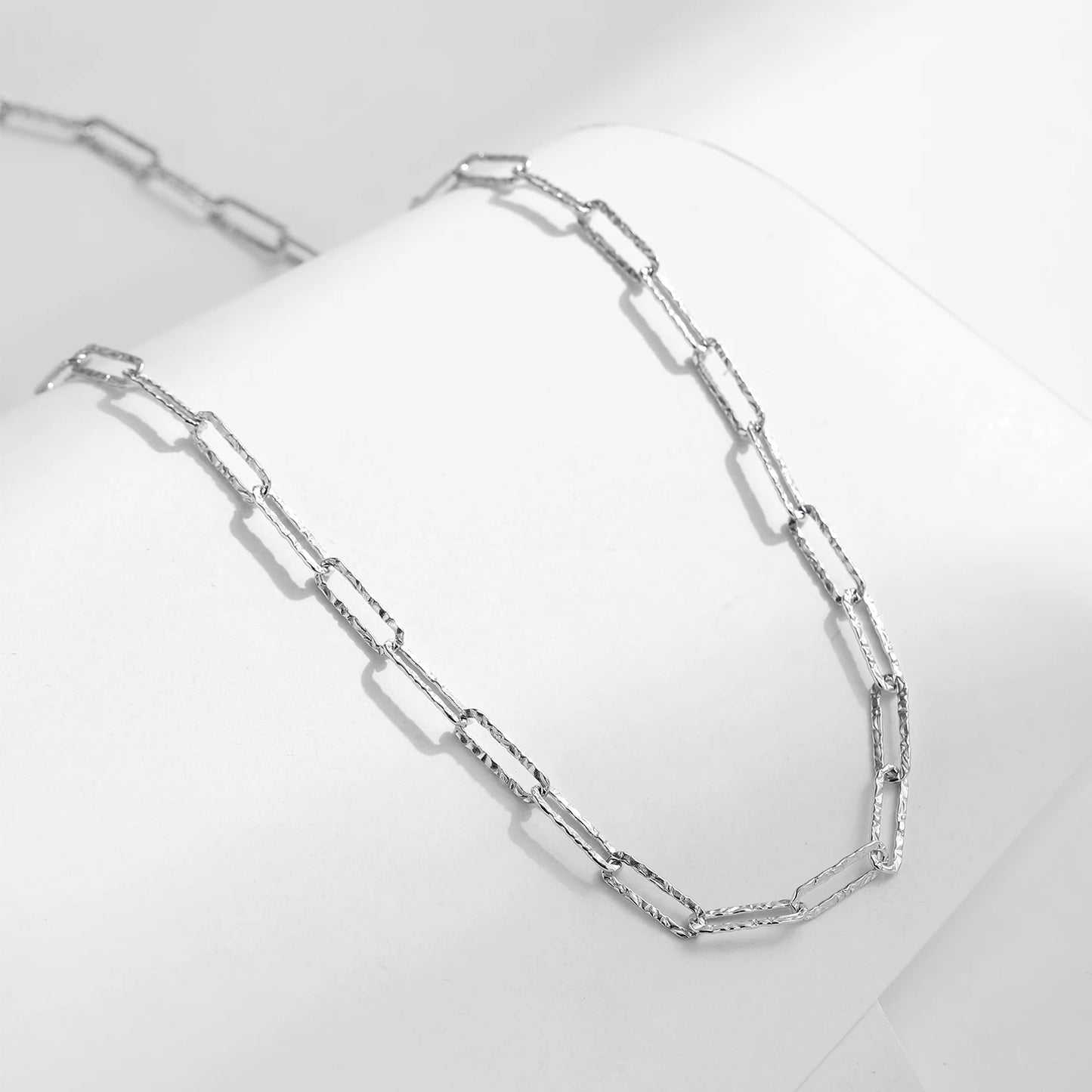 Collar moderno de plata de ley 925 con textura de papel de aluminio de MODIAN, joyería sencilla apilable chapada en platino para mujeres y niñas, accesorios