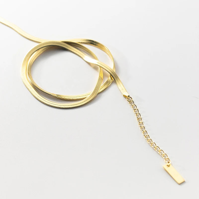 Collar de cadena de serpiente simple de plata esterlina 925 MODIAN, cadena de cuello de color dorado moderno para mujeres, joyería fina de compromiso y boda.