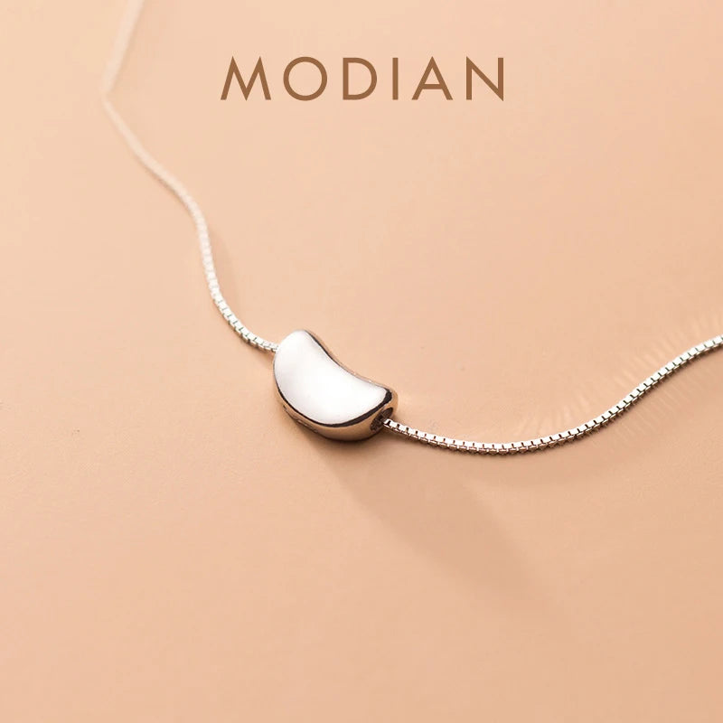 Collar de cadena de eslabones MODIAN para mujer, de plata de ley 925, con colgante sencillo, joyería fina, regalo para niña