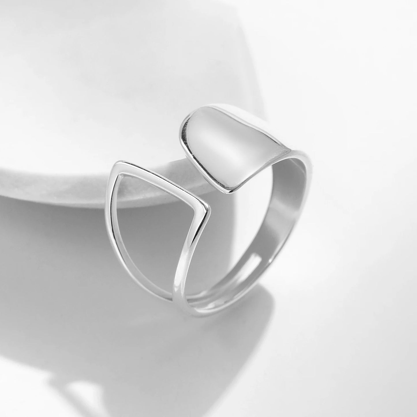 Anillo MODIAN de plata de ley 925 con diseño asimétrico, hueco, moderno, liso, ajustable, tallas 6-8, joyería fina para mujer, regalo de fiesta