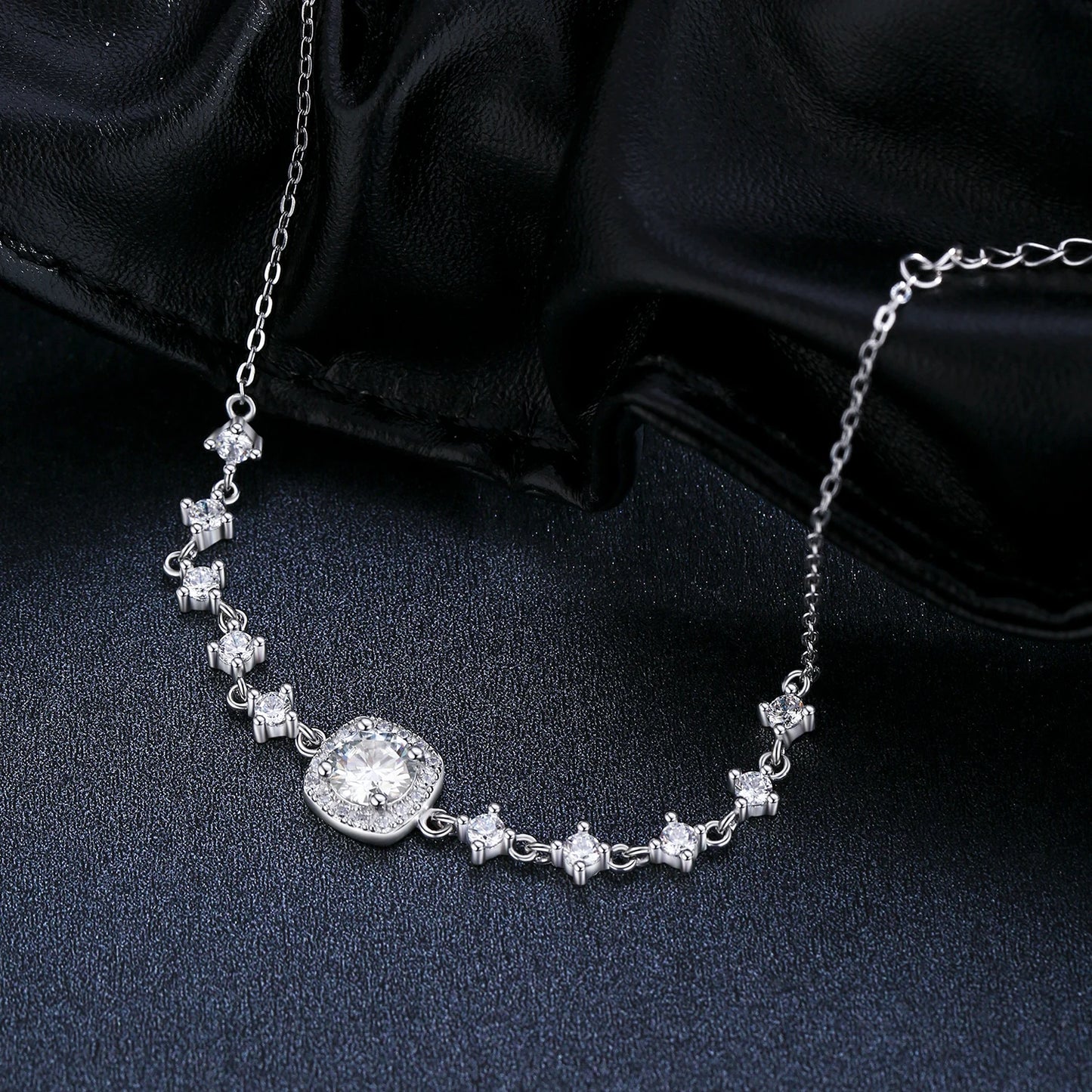 Collar y pulsera con dije geométrico de lujo de plata de ley 925 de moissanita color D de MODIAN para mujer, conjunto de joyas de boda con estilo